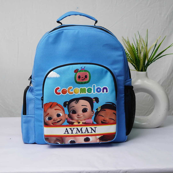 Personalised Blue Printed Kids Bag Pack